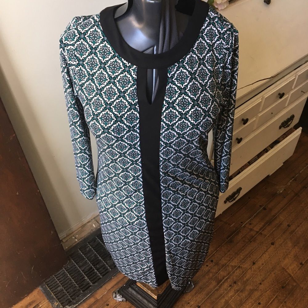 Stitchfix 41Hawthorn green Moroccan knit shiftβdress
